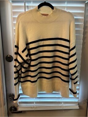 Philosophy Cream Sweater with Black Stripes